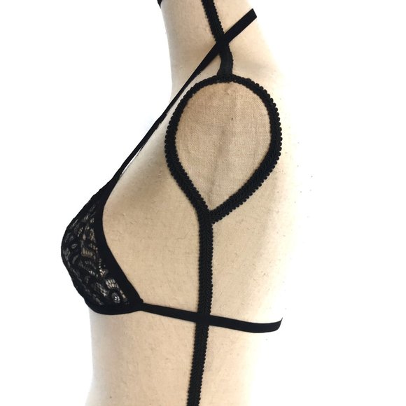 Sexy Criss Cross Strappy Lace Bralette Lingerie - Picture 3 of 6
